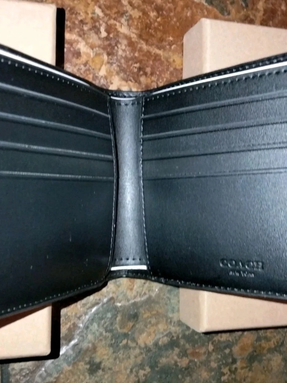 Coach Men’s Black Graffiti Leather Card Holder Traditional Jacquard C